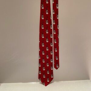 Hallmark Holiday Traditions Snowman Red Silk Neck Tie